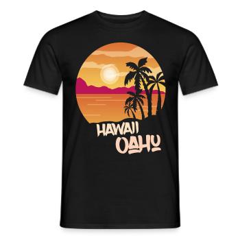 Oahu Family Vacation Hawaii Vacation Ocean Palm Trees - Men's T-Shirt - black - Front - AI Model Male 178 light (178cm)