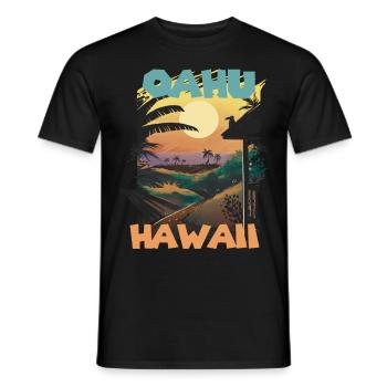 Palm Hawaii Oahu Vacation Beach Ocean - Men's T-Shirt - black - Front - AI Model Male 178 light (178cm)