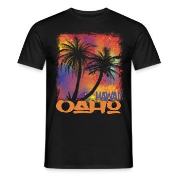Family Vacation Hawaii Oahu Palm Tree Beach Ocean - Men's T-Shirt - black - Front - AI Model Male 178 light (178cm)