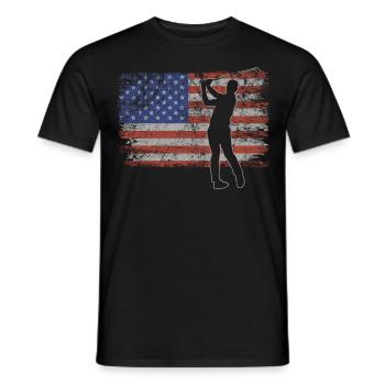 Golf Retro USA Flag Golfer 4th of July Golf - Men's T-Shirt - black - Front - AI Model Male 178 light (178cm)