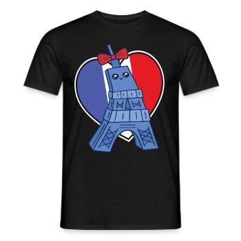 Tour Eiffel Souvenir Cœur Français Paris Franck - T-shirt homme - noir - Devant - AI Model Male 178 light (178cm)