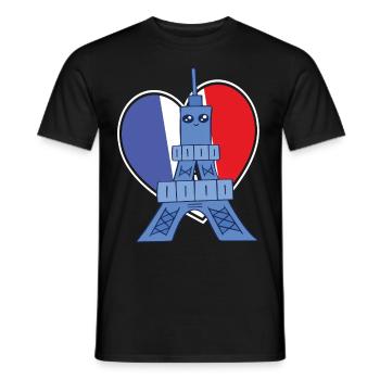 Eiffelturm Herz Frankreich Souvenir Kawaii Paris - Männer T-Shirt - Schwarz - Vorne - AI Model Male 178 light (178cm)