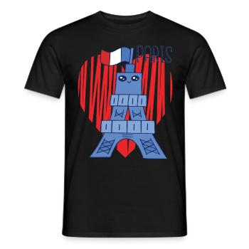 Love Paris mignon Tour Eiffel Kawaii français - T-shirt homme - noir - Devant - AI Model Male 178 light (178cm)