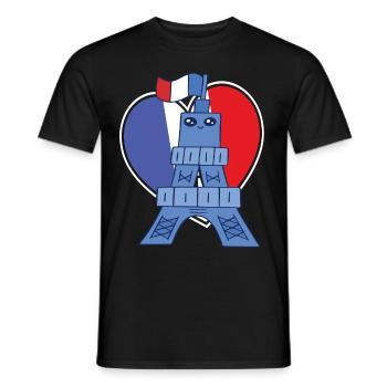 Frankreich Souvenir Kawaii Eiffelturms niedliche P - Männer T-Shirt - Schwarz - Vorne - AI Model Male 178 light (178cm)
