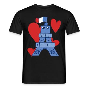 Cute Eiffel Tower Paris Kawaii Parisian souvenir - Men's T-Shirt - black - Front - AI Model Male 178 light (178cm)