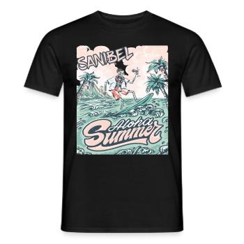 Sanibel Florida Palmen-Strand-Ozean-Surfen - Männer T-Shirt - Schwarz - Vorne - AI Model Male 178 light (178cm)