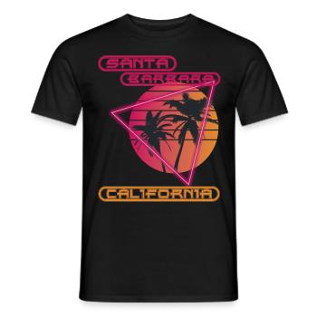 Retro Palme Kalifornien Santa Barbara Urlaub Ozean - Männer T-Shirt - Schwarz - Vorne - AI Model Male 178 light (178cm)