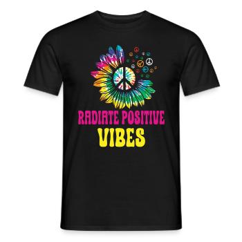 Hippie Peace Sign Peace Flowers Flower Child - T-shirt homme - noir - Devant - AI Model Male 178 light (178cm)