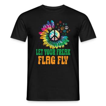 Hippie Peace Sign Peace Flowers Flower Child - T-shirt homme - noir - Devant - AI Model Male 178 light (178cm)