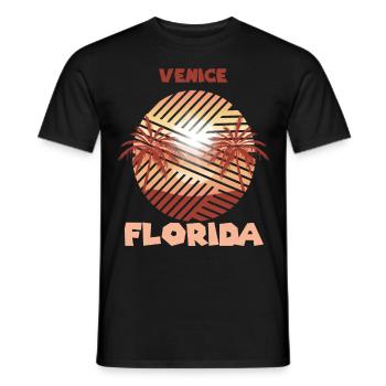 Retro-Venedig-Florida-Palmen-Ozean-Surfen - Männer T-Shirt - Schwarz - Vorne - AI Model Male 178 light (178cm)