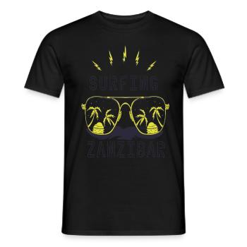 Sonnenbrille Surfen Zanzibar Strandurlaub Palme - Männer T-Shirt - Schwarz - Vorne - AI Model Male 178 light (178cm)