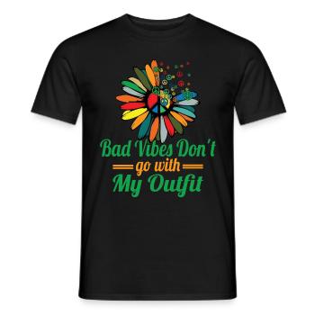 Hippie Peace Zeichen Frieden Blumen Blumenkind - Männer T-Shirt - Schwarz - Vorne - AI Model Male 178 light (178cm)
