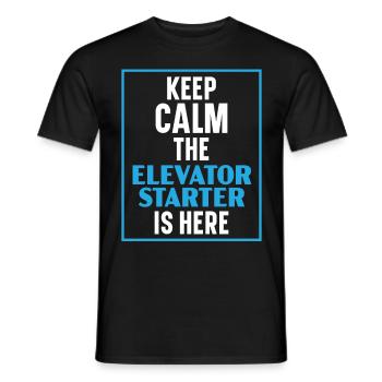 Restez calme Le démarreur d’ascenseur est là Ascenseurs - T-shirt homme - noir - Devant - AI Model Male 178 light (178cm)