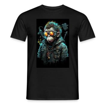 Punk Affe mit Sonnenbrille - Männer T-Shirt - Schwarz - Vorne - AI Model Male 178 light (178cm)