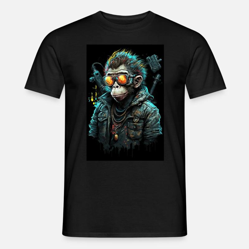 Punk Affe mit Sonnenbrille - Männer T-Shirt - Schwarz