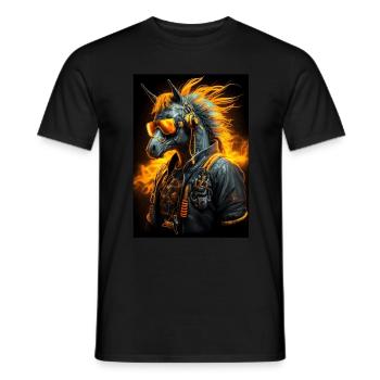 Cooles Biker-Pferd - Männer T-Shirt - Schwarz - Vorne - AI Model Male 178 light (178cm)