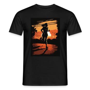 Runner Girl in the Sunset - Men's T-Shirt - black - Front - AI Model Male 178 light (178cm)