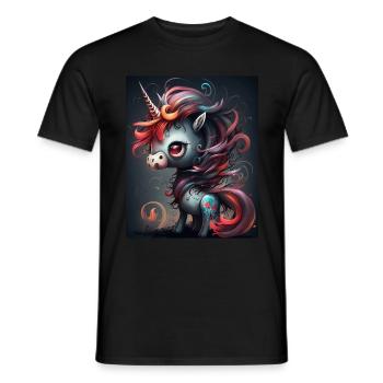 Süßes Einhorn mit bunten langen Haaren - Männer T-Shirt - Schwarz - Vorne - AI Model Male 178 light (178cm)