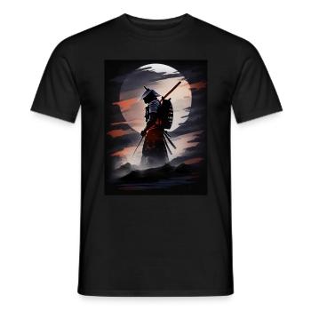 Japanischer Samurai-Krieger bei Nacht - Männer T-Shirt - Schwarz - Vorne - AI Model Male 178 light (178cm)
