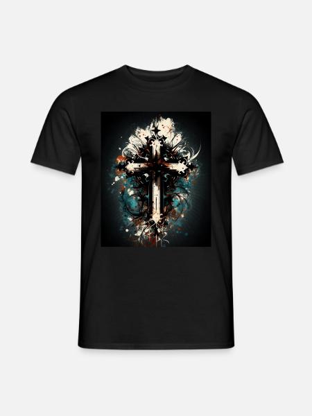 Croix chrétienne abstraite - T-shirt homme - noir