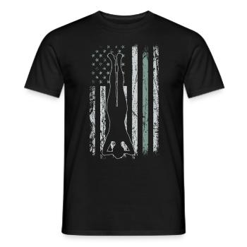 Yoga Retro USA Flagge Fitness 4th of July Yoga - Männer T-Shirt - Schwarz - Vorne - AI Model Male 178 light (178cm)
