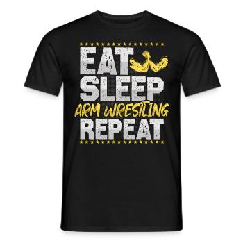 Arm Wrestling Eat Sleep Repeat Weight Training Arm Wrestling - Men's T-Shirt - black - Front - AI Model Male 178 light (178cm)