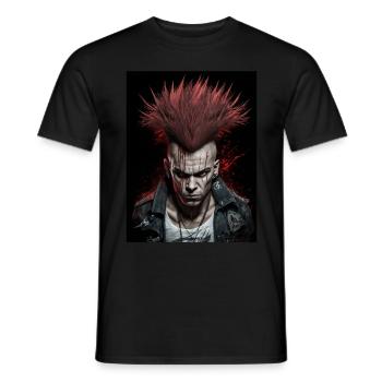 Cool Punk With Red Hair - Men's T-Shirt - black - Front - AI Model Male 178 light (178cm)