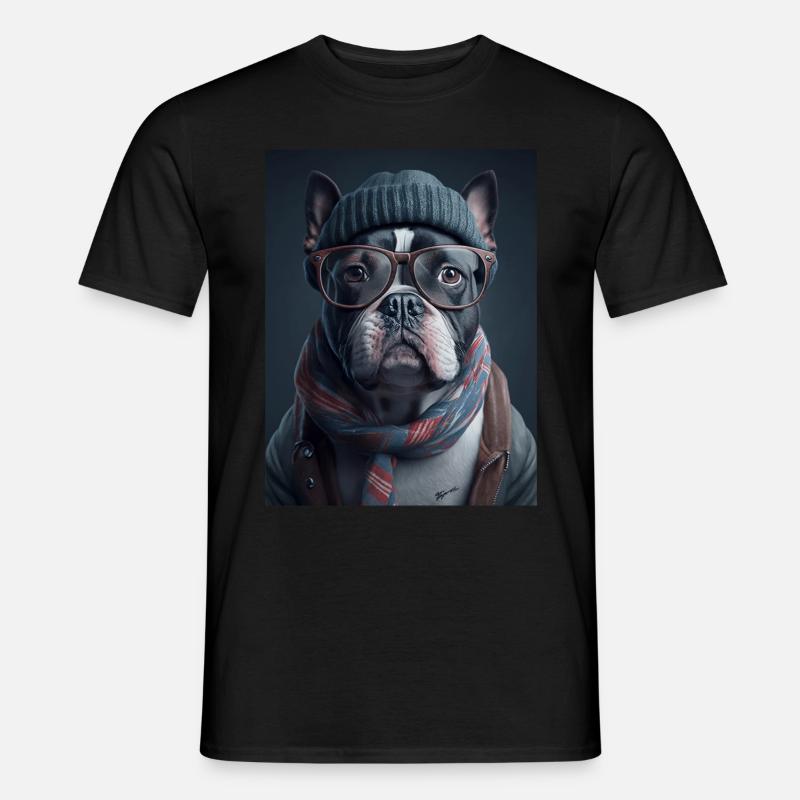 Cooler Hipster-Hund - Männer T-Shirt - Schwarz