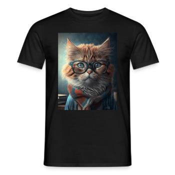 Coole Hipster-Katze - Männer T-Shirt - Schwarz - Vorne - AI Model Male 178 light (178cm)