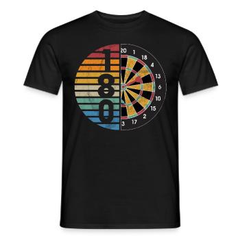 Retro dartboard Dartboard 180 for darts players - Men's T-Shirt - black - Front - AI Model Male 178 light (178cm)