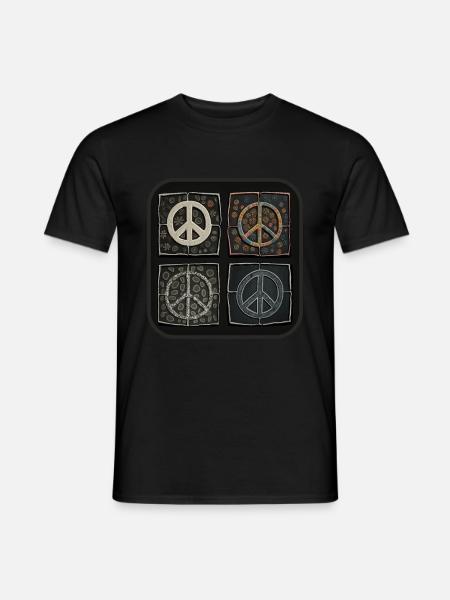 Friedenssymbole in verschiedenen Stilen - Männer T-Shirt - Schwarz
