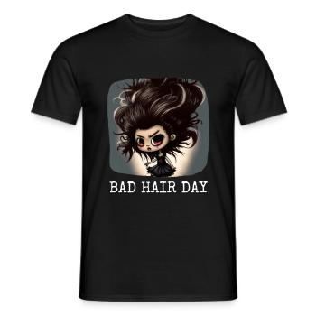Bad Hair Day Sarkastisches Design - Männer T-Shirt - Schwarz - Vorne - AI Model Male 178 light (178cm)