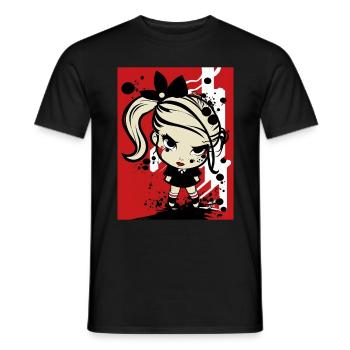 Fille rebelle du pop art - T-shirt homme - noir - Devant - AI Model Male 178 light (178cm)