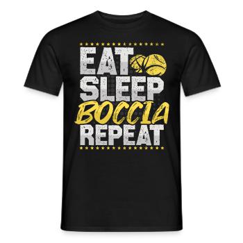 Boccia Eat Sleep Repeat Target Ball Hobby Boccia - Men's T-Shirt - black - Front - AI Model Male 178 light (178cm)