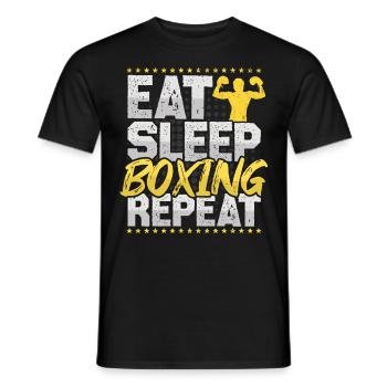 Boxen Eat Sleep Repeat Boxring Hobby Boxen - Männer T-Shirt - Schwarz - Vorne - AI Model Male 178 light (178cm)