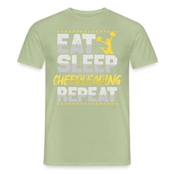 Cheerleading Eat Sleep Répétez Pompon Cheerleading - T-shirt homme - vert sauge - Devant - AI Model Male 178 light (178cm)