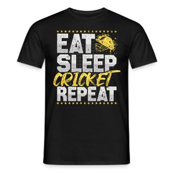 Cricket Eat Sleep Repeat Cricketspieler Cricket - Männer T-Shirt - Schwarz - Vorne - AI Model Male 178 light (178cm)