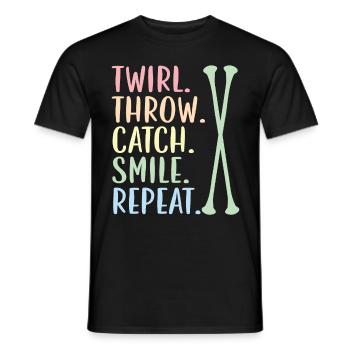 Swirl. Throw. Catch. Smile. Try again. Begged - Men's T-Shirt - black - Front - AI Model Male 178 light (178cm)