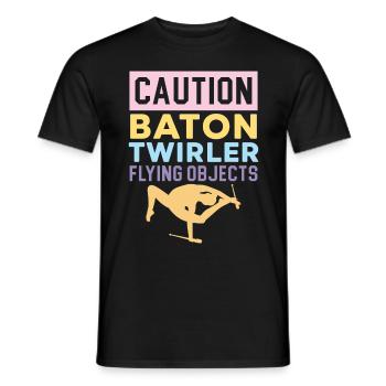 Vorsicht Baton Twirler Fliegende Objekte Baton Twi - Männer T-Shirt - Schwarz - Vorne - AI Model Male 178 light (178cm)