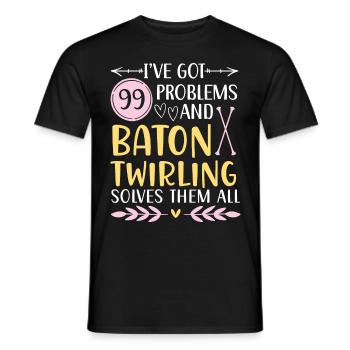 J’ai 99 problèmes, Baton Twirling les résout tous - T-shirt homme - noir - Devant - AI Model Male 178 light (178cm)