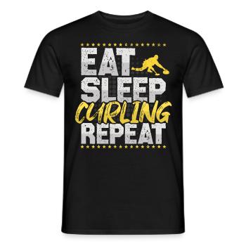 Curling Eat Sleep Repeat Eis Sport Hobby Curling - Männer T-Shirt - Schwarz - Vorne - AI Model Male 178 light (178cm)