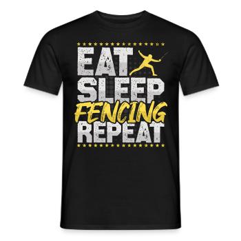 Fechten Eat Sleep Repeat Schwertkampf Schwerter - Männer T-Shirt - Schwarz - Vorne - AI Model Male 178 light (178cm)