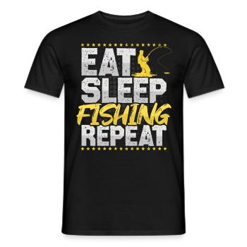 Fishing Eat Sleep Repeat Fishing Rod Hobby Fishing - Men's T-Shirt - black - Front - AI Model Male 178 light (178cm)