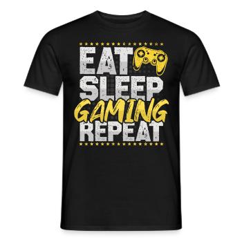 Gaming Eat Sleep Repeat Videogames Hobby Gaming - Männer T-Shirt - Schwarz - Vorne - AI Model Male 178 light (178cm)