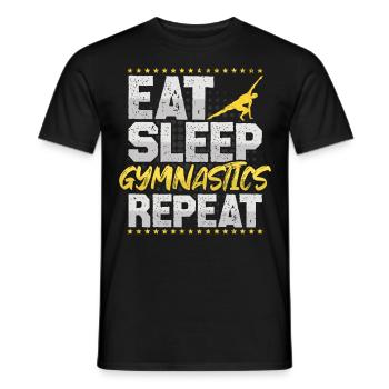 Gymnastik Eat Sleep Repeat Fitness Hobby Gymnastik - Männer T-Shirt - Schwarz - Vorne - AI Model Male 178 light (178cm)