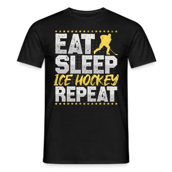 Ice Hockey Eat Sleep Repeat Hockey Hobby Ice Hockey - Men's T-Shirt - black - Front - AI Model Male 178 light (178cm)