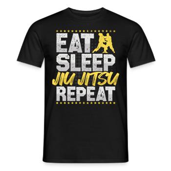 Jiu Jitsu Eat Sleep Repeat Martial Arts Jiu Jitsu - Men's T-Shirt - black - Front - AI Model Male 178 light (178cm)