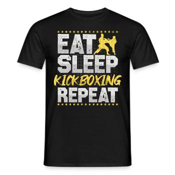 Thai Kickboxen Eat Sleep Repeat Kampfsport Hobby - Männer T-Shirt - Schwarz - Vorne - AI Model Male 178 light (178cm)