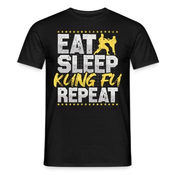 Kung Fu Eat Sleep Repeat Martial Arts Martial Arts - Men's T-Shirt - black - Front - AI Model Male 178 light (178cm)