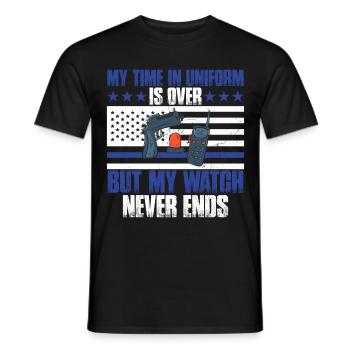 My time in uniform is over police policeman - Men's T-Shirt - black - Front - AI Model Male 178 light (178cm)
